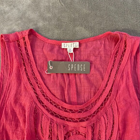 spense blouse top flowy crinkle sleeveless coquette chic pink side slit NB26791 - Picture 2 of 9